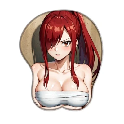 Abbildung von PUrar Fairy Tail Erza Scarlet Anime Handgelenkauflage aus Silikon 3D Mauspad Atmungsaktiv rutschfest für PC und Laptops
