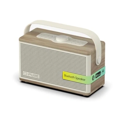 Abbildung von Classic Aura Der tragbare Bluetooth Lautsprecher mit Hintergrundlicht, Baumwoll Weiß/Eiche