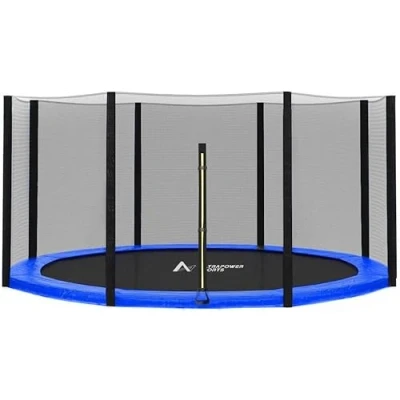 Abbildung von Trampolinzubehör Set Trampolinnetz Randabdeckung für Trampolin Ø 305 cm Beinhaltet 6 Stangen Sicherheitsnetz Ersatznetz + PVC UV beständige Federabdeckung Farbe Schwarz