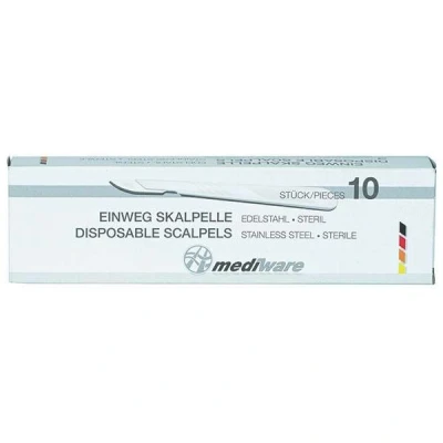 Abbildung von Mediware Einmalskalpelle Figur 23 mit Schutzkappe, einzeln steril verpackt, (10 er Pack)
