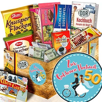 Abbildung von Zur Goldenen Hochzeit/Schoko Nostalgiebox/goldene Hochzeit Geschenkbox