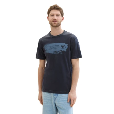 Abbildung von TOM Tailor MIT TEXT Tshirt print, Herren, Größe: Medium, Sky captain blue