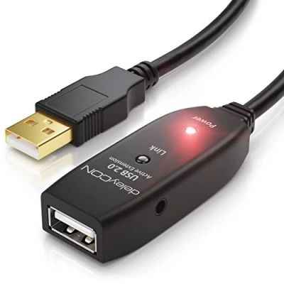 Abbildung von deleyCON 10m USB 2.0 Verlängerungskabel Aktiv Verlängerung Kabel Repeater Tintenstrahldrucker