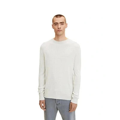 Abbildung von TOM TAILOR Herren Strickpullover mit Zopfmuster 1032290, 14341 Light Medium Grey Melange, M