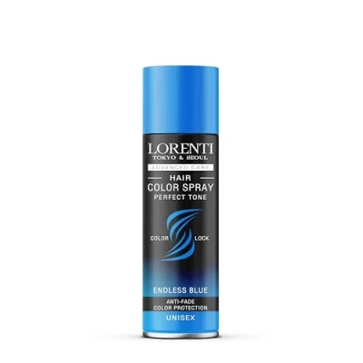 Abbildung von LORENTI TOKYO &amp; SEOUL Color Haarspray Endless Blue 150ml Haar Farb Spray zum Verkleiden Schminken für Karneval, Fasching, Halloween Motto Party Haarfarbe Auswaschbar Hair