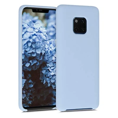 Abbildung von kwmobile Hülle kompatibel mit Huawei Mate 20 Pro Silikon Handy Case Handyhülle weiche Oberfläche kabelloses Laden Hellblau matt