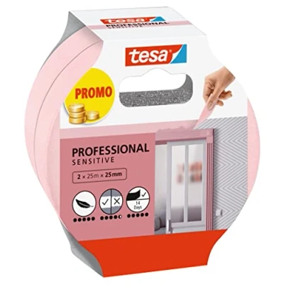 Abbildung von tesa Professional Sensitive 56267 00000 01 Malerabdeckband Rosa (L x B) 50 m 25 mm 2 St. (56267 01)