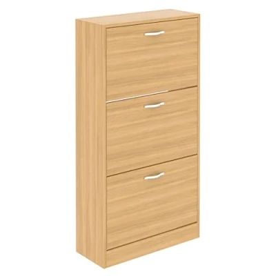 Abbildung von Home Discount Schuhaufbewahrung Schuhschrank mit 3 Schubladen Schrank Pull Down Möbel aus Holz Einheit, Kiefer, Groß