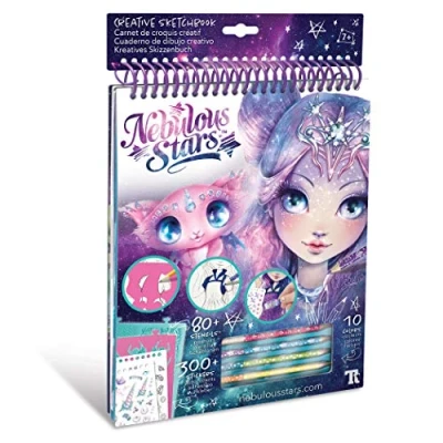 Abbildung von Nebulous Stars Skizzenbuch Nebulia, mit Schablonen, Aufkleber und Stifte, Kreativset, Zeichnen, Kleben Malen, Skizzenblock, Fantasy