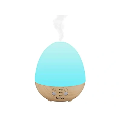 Abbildung von BEPER P205DIF001 Diffusor für ätherische Öle, Aroma Diffusor, 5W, Ultraschalltechnologie, 7 farbiges LED Licht, Dauermodus, wählbarer Timer, Weiß /Holzeffekt, Holzoptik, Pequeño
