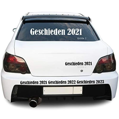 Abbildung von Sunnywall Geschieden 2021 2022 2023 Autotattoo Heckscheibe Aufkleber Größe: Größe 2