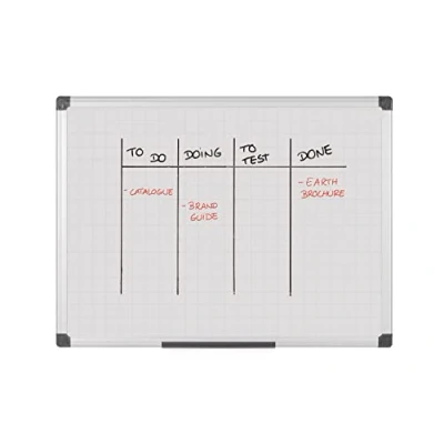 Abbildung von Bi Office Maya vergitterte Trocken abwischbar, mit Aluminiumrahmen, doppelseitig Whiteboard 180 x 120 cm 90 60