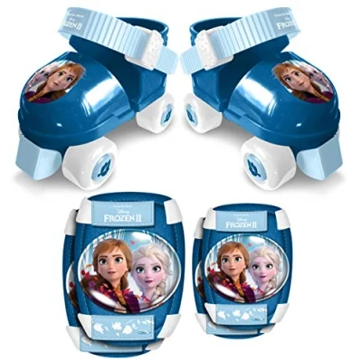 Abbildung von ROLLER SKATES sizes 23/27 + ELLBOGEN und KNIESCHÜTZER FROZEN 2, Blue &amp; White