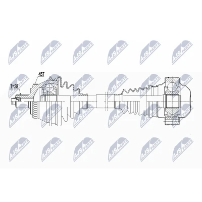 Abbildung von NTY NPW AU 048 Antriebswelle Vorderachse rechts 635 AUDI: A4 B7 Avant, B6 B6/B7 Cabrio