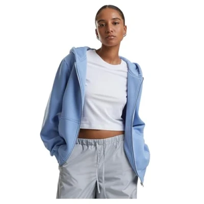 Abbildung von Urban Classics Men&#039;s TB7286 Ladies Fluffy Zip Hoody Sweatshirt, PowderBlue, XXXXXL