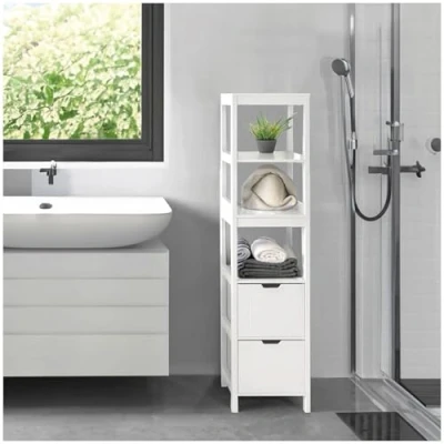 Abbildung von osoltus Badregal Badschrank Hochschrank Hampton 144cm Holz weiß