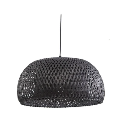 Abbildung von Lindby Hängeleuchte Eskil, schwarz, Bambus, Ø 46,5 cm
