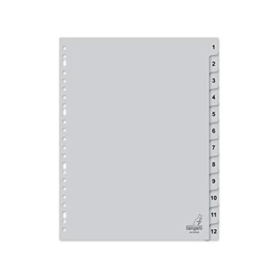 Abbildung von Register Kangaro A4 Zahl PP 120 micron 23r. 12tlg grau