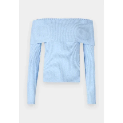 Abbildung von ONLY Onlkatia OFF Shoulder Strickpullover, Damen, Größe: Small, Kentucky blue melange