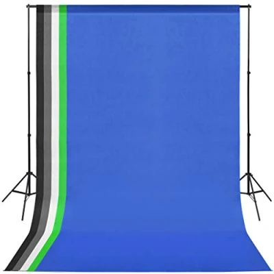 Abbildung von vidaXL Fotostudio Set 1,6x3m Stativ 5 Hintergrund Hintergrundsystem Tasche