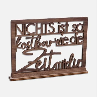 Abbildung von Original Holzgrusskarte Nichts ist so kostbar wie die Zeit mit dir 100% Made in Austria, aus Nussholz einzigartige Grußkarte, Hochzeitstag, Jahrestag, Verlobung, Geschenke für Frauen uvm.