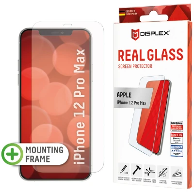 Abbildung von Apple iPhone 12 Pro Max Panzerglas Displex Real Glass 2D Bildschirmschutzfolie für das