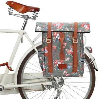 Abbildung von TOURBON Wasserdichte Segeltuch Fahrradtasche für Fahrrad, Laptop, Reise, Tagesrucksack, Schultasche Outdoor, Reisen, Reiten