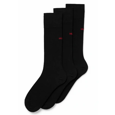 Abbildung von HUGO Herren 3P RS UNI CC Mittelhohe Socken mit Logo Details im Dreier Pack Schwarz 39 42