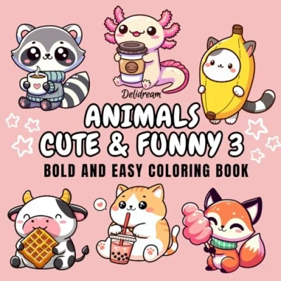 Abbildung von Animals Cute &amp; Funny 3: Bold and Easy Coloring Book for Kids Adults, 35 Relaxing Stress Relieving Designs (Bold Books, Band 3)