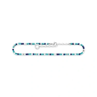 Abbildung von Thomas Sabo Fußkette mit blauen Steinen 925 Silber AK0039 775 7