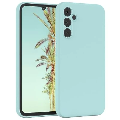 Abbildung von EAZY Case Bumper kompatibel mit Samsung Galaxy A34 Flüssig Silikon Handyhülle, Tuch Futter, Anti Scratch, Fallschutz, Ganzkörper Handyhülle Seidig Weicher Berühren Mint Grün