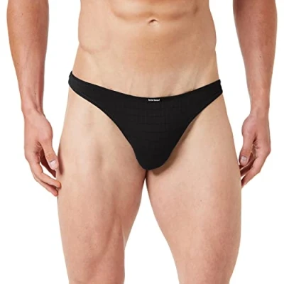 Abbildung von bruno banani Herren String Check Line 2.0 Tanga, Schwarz (Schwarz Karo 125), Small (Herstellergröße: S)