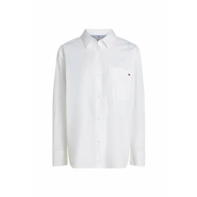 Abbildung von Tommy Hilfiger Damen Hemd Poplin Easy Fit Oversized, Weiß (Th Optic White), 40