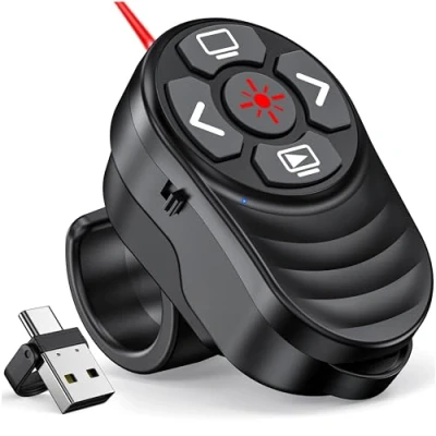 Abbildung von Elegamefy Finger Ring Presenter, 2 in 1 USB C Präsentation Fernbedienung für Mac Windows Linux Powerpoint, Wiederaufladbarer Pointer Wireless Presenter