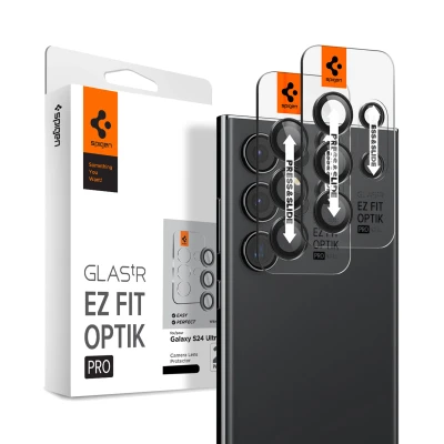 Abbildung von 2er Pack Samsung Galaxy S24 Ultra Panzerglas Spigen Screenprotector tR Optik (2Pack) GLAStR Kameraprotektor aus Glas für das