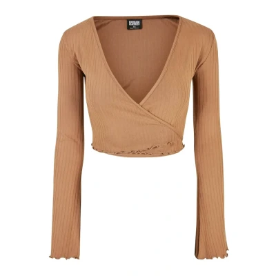 Abbildung von Urban Classics Cropped Wrapped Langarmshirt, Damen, Größe: Large, Darktaupe