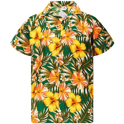 Abbildung von King Kameha Funky Hawaiihemd, Herren, Kurzarm, Tropical Hibiscus, Grün Gelb, XL