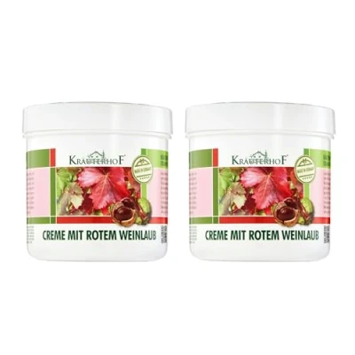Abbildung von Kräuterhof® Creme mit Rotem Weinlaub Duo Set (2 x 250ml) Fußcreme für trockene Füße, Beinpflege Panthenol, vitalisierend &amp; feuchtigkeitsspendend
