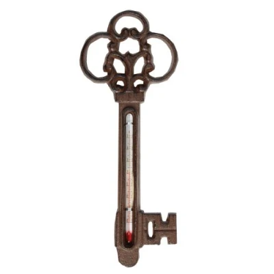 Abbildung von esschert design Gartenthermometer, Set 1 tlg., Thermometer Motiv Schlüssel aus Gusseisen