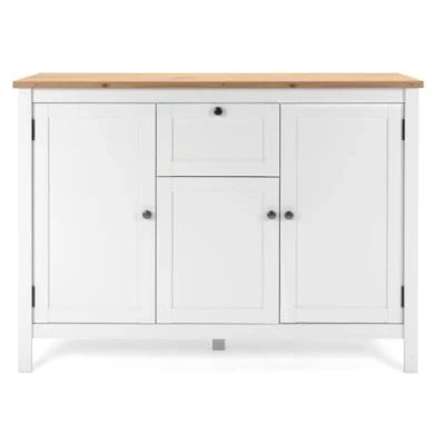 Abbildung von Furn.Design Kommode in weiß und Eiche Artisan, Sideboard Landhaus Stil, Anrichte 120 x 90 cm für Wohnzimmer Esszimmer, Vestland (120 cm)