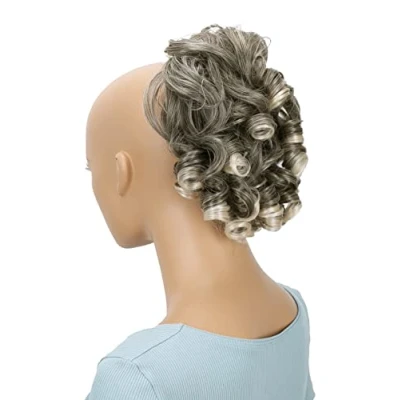 Abbildung von CAISHA Haarteil Haargummi Lena Hochsteckfrisuren Brautfrisuren Voluminös Gelockt Unordentlich Dutt Kunstfaser DM17cm Grau Blond Mix G2L