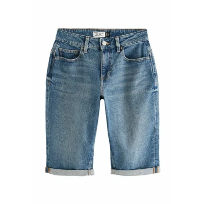 Abbildung von Next Hourglass KNEE Length Bermuda Jeans Shorts, Damen, Größe: 36, Mid blue