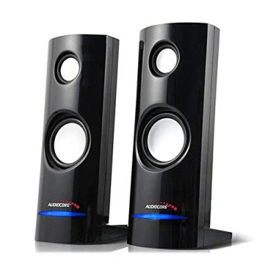 Abbildung von Audiocore AC860 Stereo, 2.0 PC Lautsprecher (USB, AUX Kabel, 8 W, Lautstärkeregelung, Blaue LED Beleuchtung)