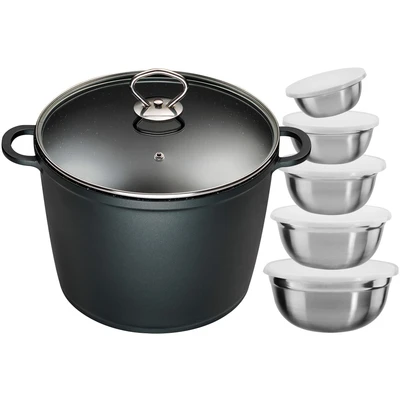 Abbildung von KING Suppentopf, Aluminiumguss, (Set, 12 tlg.), Kochtopf 7LØ24cm+Glasdeckel, Induktion, Keramikbeschichtung &quot;Fusion&quot;
