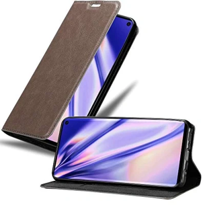 Abbildung von Cadorabo Hülle kompatibel mit Samsung Galaxy S10 4G aus Premium Kunst Leder Flip Klappbare Stoßfeste Magnetische [Standfunktion] [Kartenfächern] Cover für Tasche in Braun