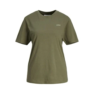 Abbildung von JJXX Women&#039;s JXANNA SS REG Every SMALL Tee NOOS T Shirt, Four Leaf Clover/Print:Loden Frost Logo, XS