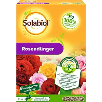 Abbildung von Solabiol Rosendünger mit Wurzelstimulator und natürlicher Sofort Langzeitwirkung, 1,5 kg Packung