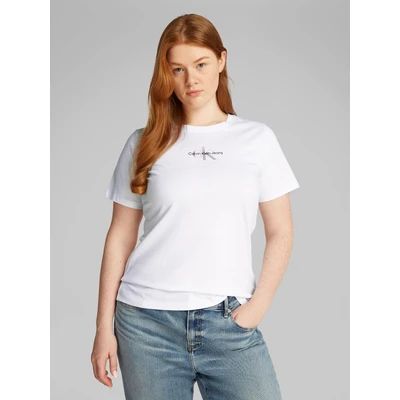 Abbildung von Calvin Klein Jeans PLUS Gradient Monologo SLIM TEE Tshirt print, Damen, Größe: 4XL, Brilliant white