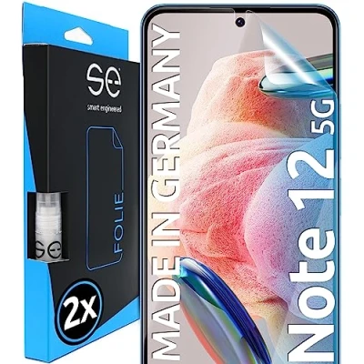 Abbildung von S.E für Xiaomi Redmi Note 12 5G Schutzfolie 2x Folien im SET aus Deutschland, Folie TPU Technologie, kinderleichte Anwendung, als Alternative Schutzglas
