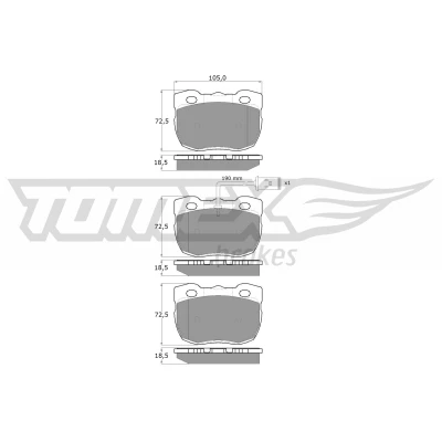 Abbildung von TOMEX brakes TX 16 23 Bremsbelagsatz Vorderachse inkl. Verschleißwarnkontakt LAND ROVER: Defender SUV, SUV Cabrio, Pickup